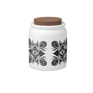 Ornamental Eye - Weirdcore Botanical Tattoo Style Candy Jar