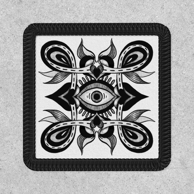 Ornamental Eye - Weirdcore Botanical Tattoo Style Patch (Front)