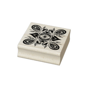 Ornamental Eye - Weirdcore Botanical Tattoo Style Rubber Stamp