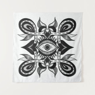 Ornamental Eye - Weirdcore Botanical Tattoo Style Tapestry
