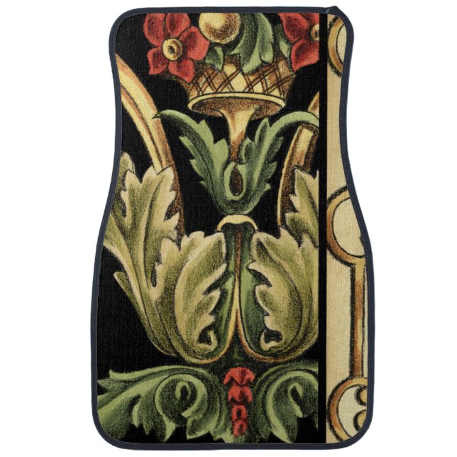Ornamental Floral Design with Black Borders Car Floor Mat (Front)