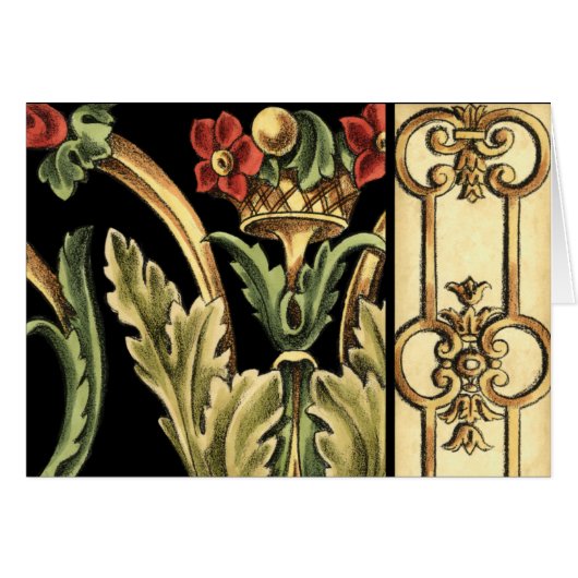 Ornamental Floral Design with Black Borders Cards (Front Horizontal)