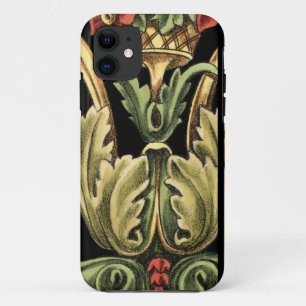 Ornamental Floral Design with Black Borders iPhone 11 Case