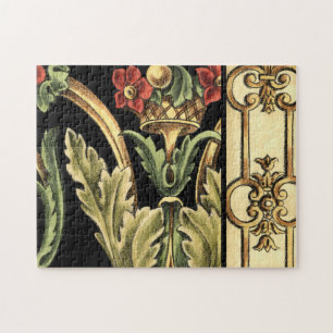 Ornamental Floral Design with Black Borders Jigsaw Puzzle