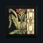Ornamental Floral Design with Black Borders Keepsake Box<br><div class="desc">An ornamental painting with an attractive floral design enclosed by black borders. The green and red colors leap off the print thanks to the black background. How wonderful would this look on your wall? Purchase it and find out!</div>