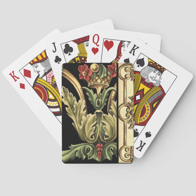 Ornamental Floral Design with Black Borders Poker Cards (Back)