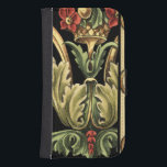Ornamental Floral Design with Black Borders Galaxy S4 Wallet Case<br><div class="desc">An ornamental painting with an attractive floral design enclosed by black borders. The green and red colors leap off the print thanks to the black background. How wonderful would this look on your wall? Purchase it and find out!</div>