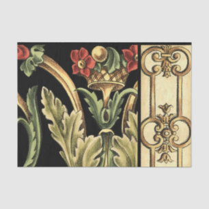 Ornamental Floral Design with Black Borders Tissue Paper