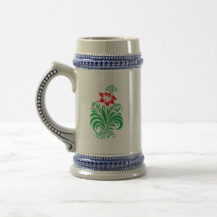 Ornamental Floral Flower Design – Elegant Beer Stein