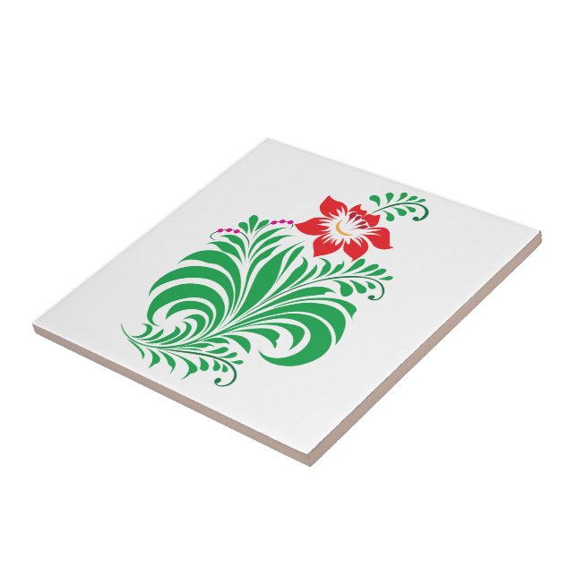 Ornamental Floral Flower Design – Elegant Ceramic Tile (Side)