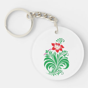 Ornamental Floral Flower Design – Elegant Keychain