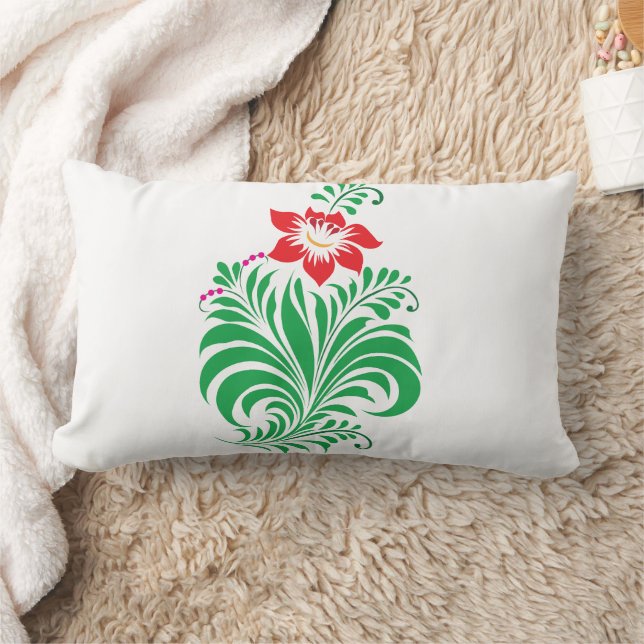 Ornamental Floral Flower Design – Elegant Lumbar Pillow (Blanket)