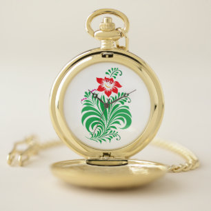 Ornamental Floral Flower Design – Elegant Pocket Watch