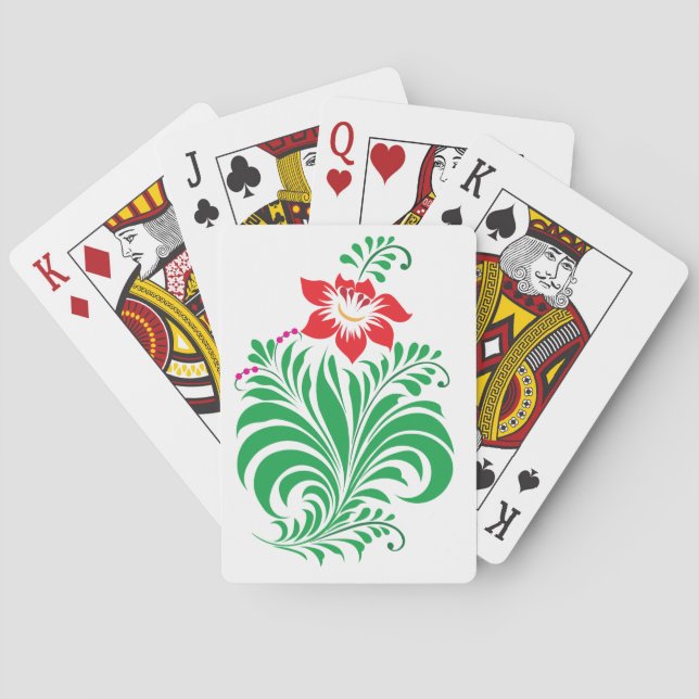 Ornamental Floral Flower Design – Elegant Poker Cards (Back)
