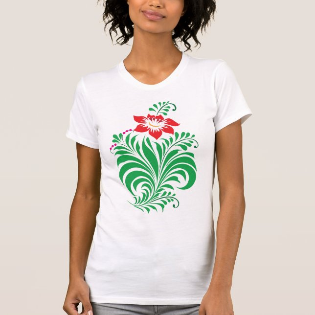 Ornamental Floral Flower Design – Elegant T-Shirt (Front)