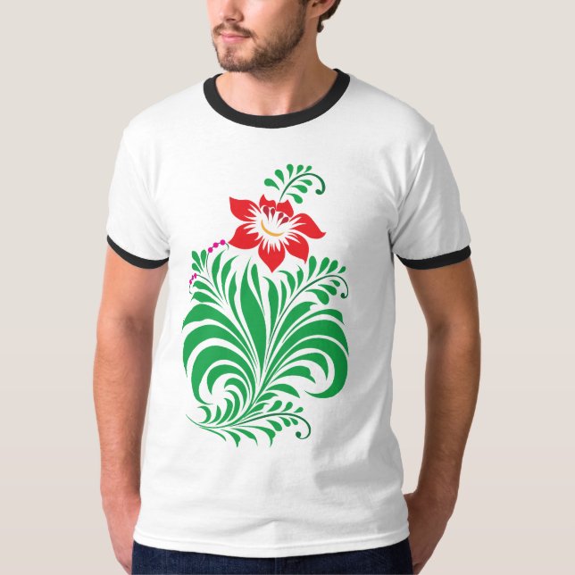 Ornamental Floral Flower Design – Elegant T-Shirt (Front)