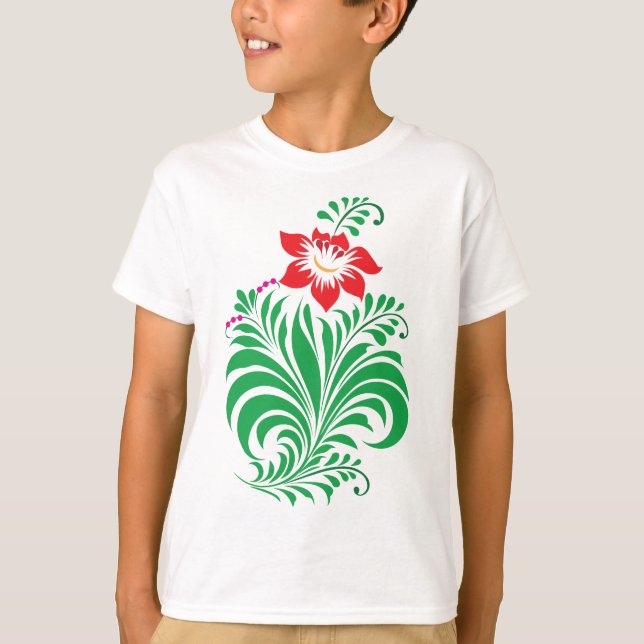 Ornamental Floral Flower Design – Elegant T-Shirt (Front)