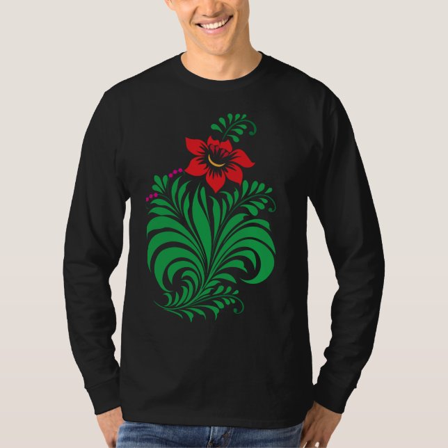Ornamental Floral Flower Design – Elegant T-Shirt (Front)
