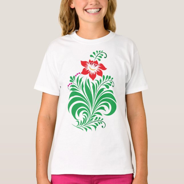 Ornamental Floral Flower Design – Elegant T-Shirt (Front)