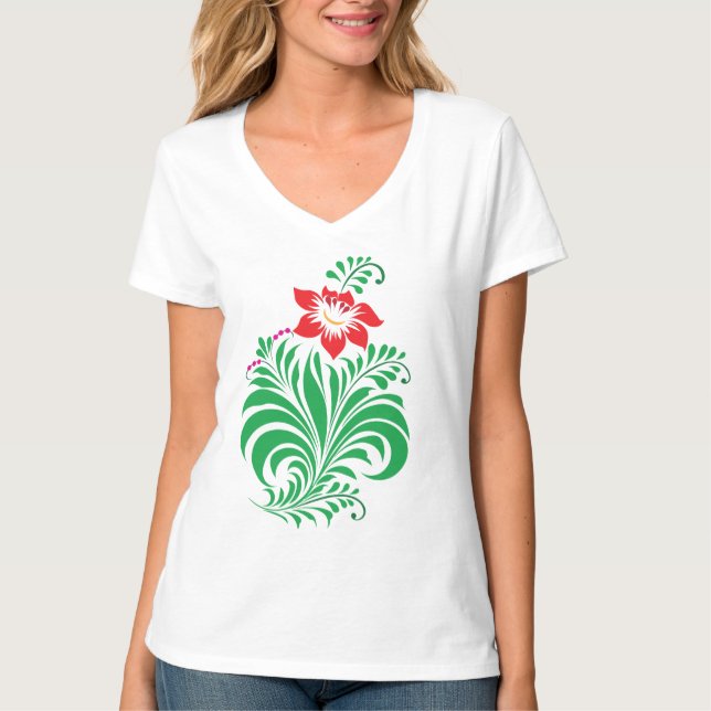 Ornamental Floral Flower Design – Elegant T-Shirt (Front)