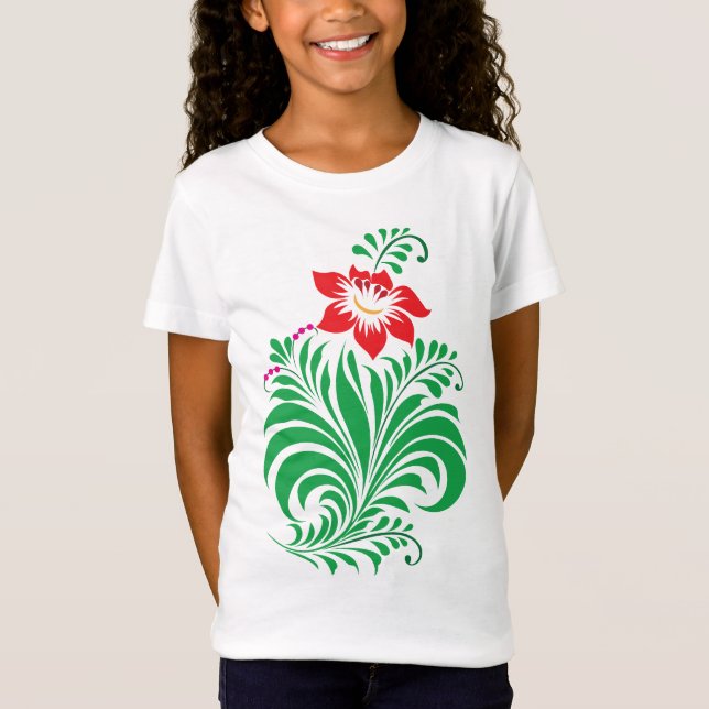 Ornamental Floral Flower Design – Elegant T-Shirt (Front)