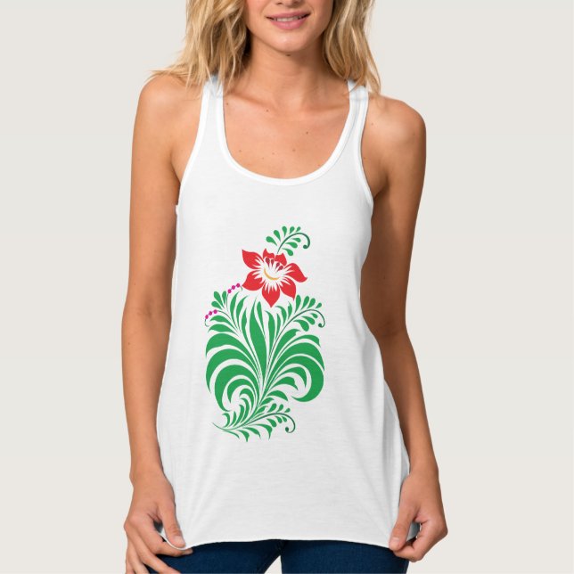 Ornamental Floral Flower Design – Elegant Tank Top (Front)