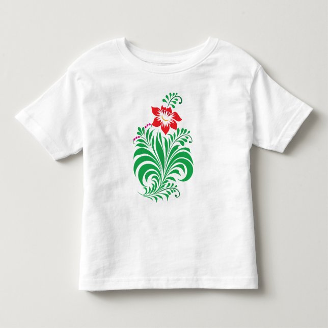 Ornamental Floral Flower Design – Elegant Toddler T-shirt (Front)