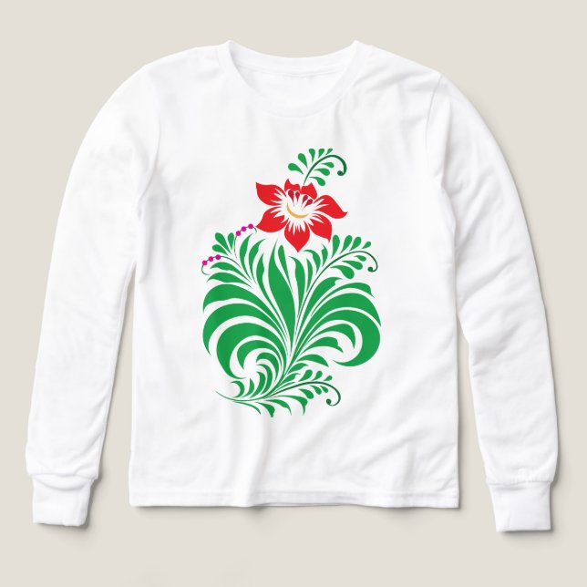 Ornamental Floral Flower Design – Elegant Tri-Blend Shirts (Design Front)