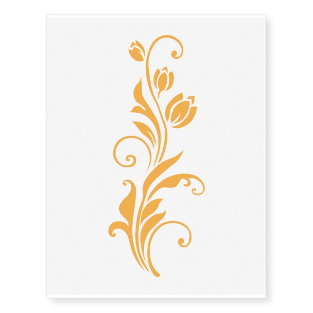 Ornamental Floral Flower Design  Temporary Tattoos (Front)