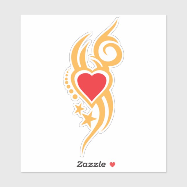Ornamental Floral Heart Tattoo Sticker (Sheet)