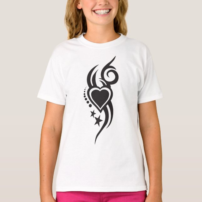 Ornamental Floral Heart Tattoo  T-Shirt (Front)