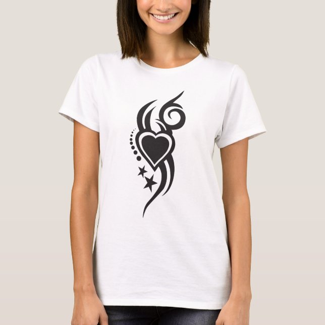 Ornamental Floral Heart Tattoo  T-Shirt (Front)
