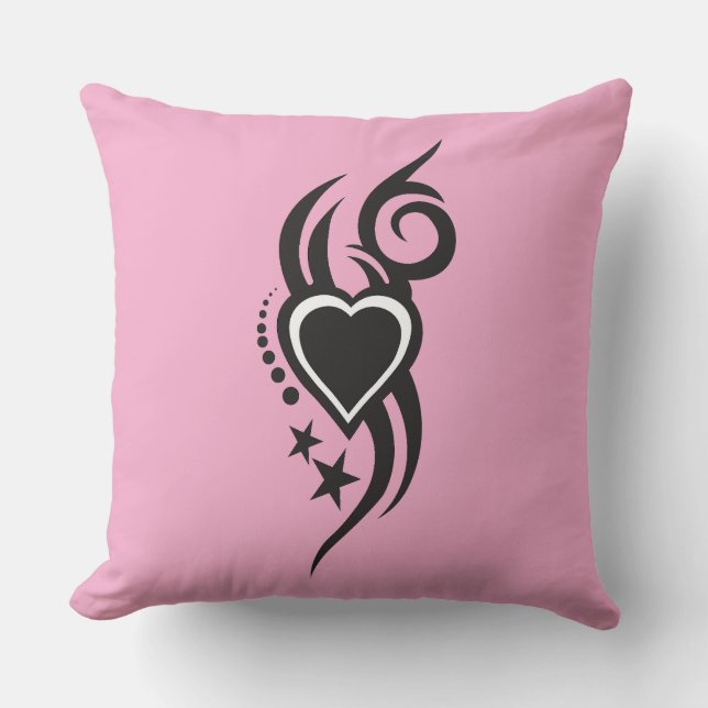 Ornamental Floral Heart Tattoo  Throw Pillow (Front)
