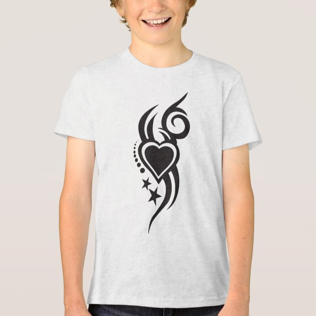 Ornamental Floral Heart Tattoo  Tri-Blend Shirt (Front)
