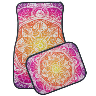 Ornamental floral mandala: colorful vintage. car floor mat