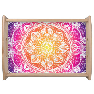 Ornamental floral mandala: colorful vintage. serving tray