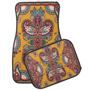 Ornamental Floral Paisley: Traditional Bandanna Car Floor Mat