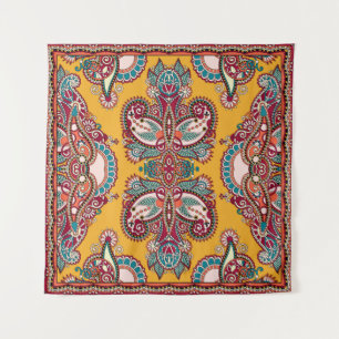 Ornamental Floral Paisley: Traditional Bandanna Tapestry