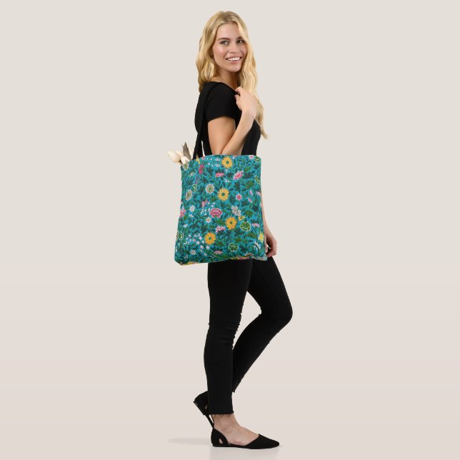 Ornamental Floral Pattern Tote Bag (On Model)