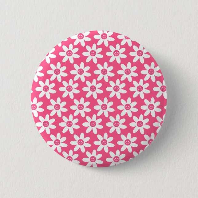 Ornamental Flower Pinback Button (Front)