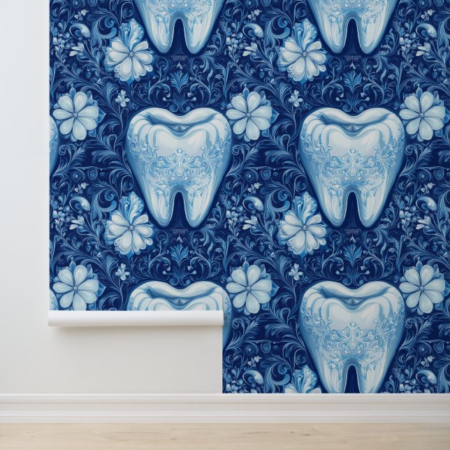 Ornamental Flowered Tooth Dental Clinic Wall Decor (Application)