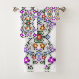 ornamental flowers bath towel set