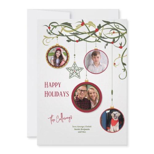 Ornamental Foursome Photo Holiday Greeting Card