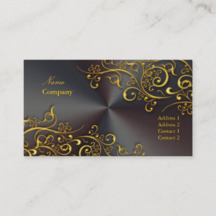 Ornamental/Gilded gold swirls/faux brushed steel Business Card