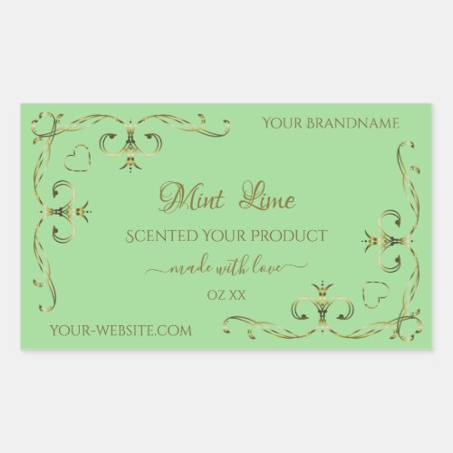 Ornamental Gold Corners Sage Green Product Labels