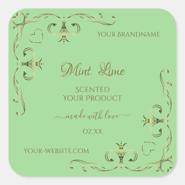Ornamental Gold Corners Sage Green Product Labels (Front)