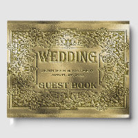 Ornamental Gold Embossed Wedding Look Guest Book