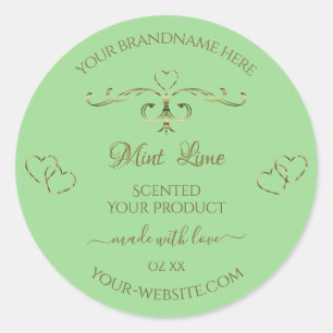 Ornamental Gold Hearts Sage Green Product Labels
