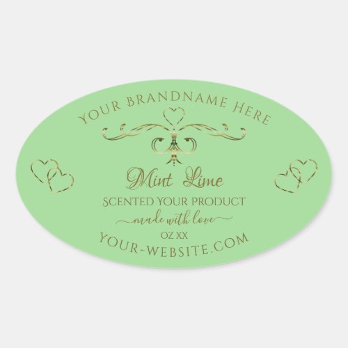 Ornamental Gold Hearts Sage Green Product Labels