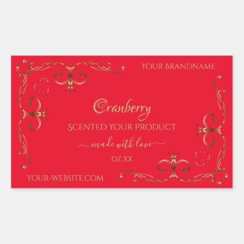 Ornamental Gold Ornate Corners Red Product Labels
